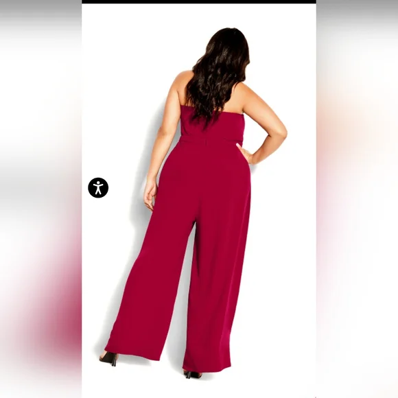 NWT City Chic Attract Strapless Jumpsuit Wine 🍷 Red XS 14 - Picture 3 of 6